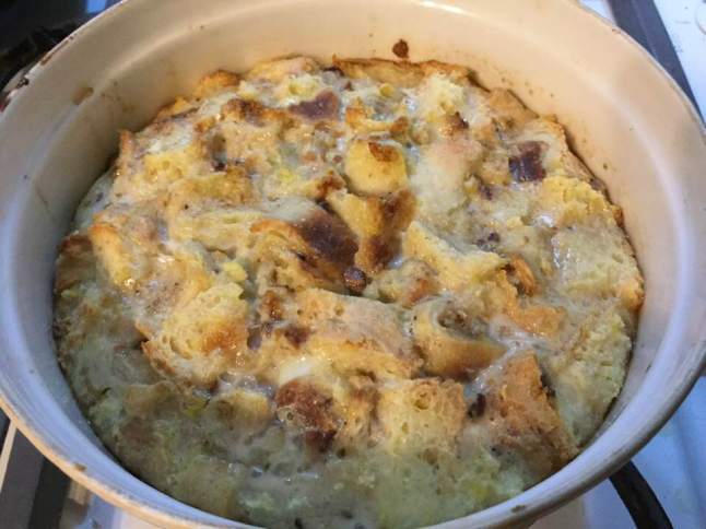 bread pudding in pan